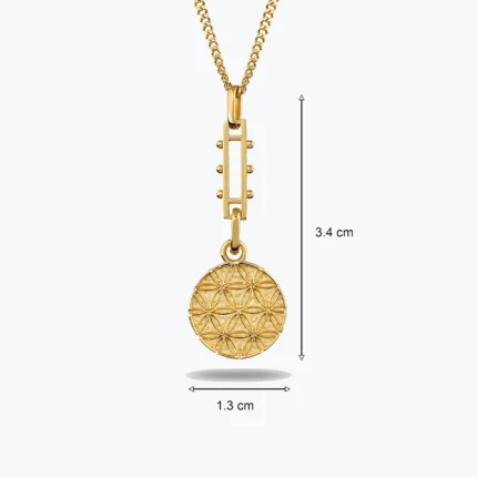 Antik Dokulu Damga Yaşam Çiçeği Kolyesi, 14 Ayar Altın, Sarı renk, 2.46 g, galeri görünümü