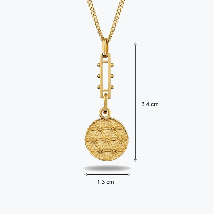 Antik Dokulu Damga Yaşam Çiçeği Kolyesi, 14 Ayar Altın, Sarı renk, 2.46 g, galeri görünümü