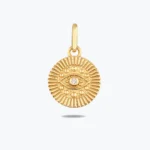 Taşlı Göz Figürlü Antik Altın Charm, 14 Ayar Altın, Sarı renk, 2.95 g