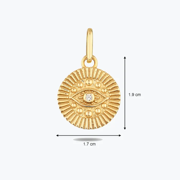 Taşlı Göz Figürlü Antik Altın Charm, 14 Ayar Altın, Sarı renk, 2.95 g, galeri görünümü