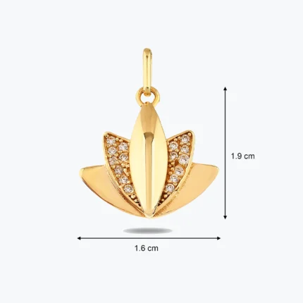 14 Ayar Altın, Sarı renk, 1.70 g özellikli Taşlı 3 Boyutlu Lotus Altın Bileklik Ucu Charm detay görünümü