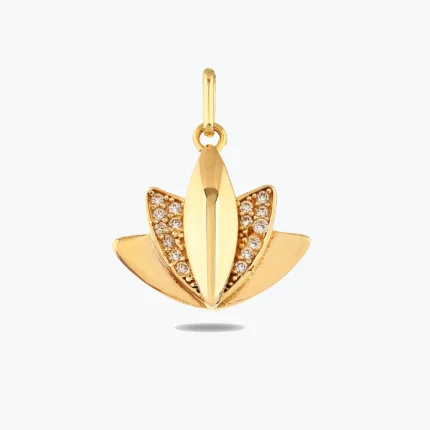 14 Ayar Altın, Sarı renk, 1.70 g özellikli Taşlı 3 Boyutlu Lotus Altın Bileklik Ucu Charm