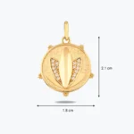 Taşlı Lotus Kolye Ucu Charm 3 Taşlı Lotus Kolye Ucu Charm, 14 Ayar Altın, Sarı renk, 1.91 g, farklı açıdan görünümü