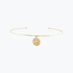 14 Ayar Altın, Sarı renk, 8.36 g özellikli Minimal Lotus Figürlü Taş Çerçeveli Tel Choker