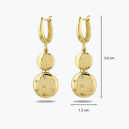 14 Ayar Altın, Sarı renk, 3.24 g özellikli Taşlı Mini Circular Küpe detay görünümü