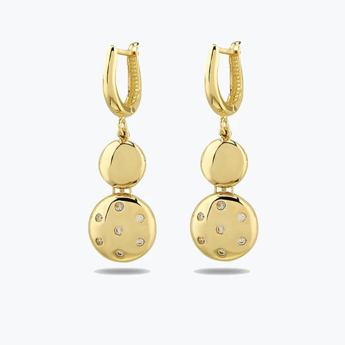Taşlı Mini Circular Küpe 1 Taşlı Mini Circular Küpe, 14 Ayar Altın, Sarı renk, 3.24 g