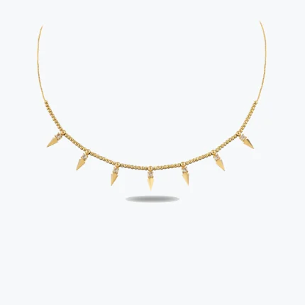 14 Ayar Altın, Sarı renk, 6.42 g özellikli Dorika Top Zincirli 7'li Taşlı Mini Zambak Altın Choker