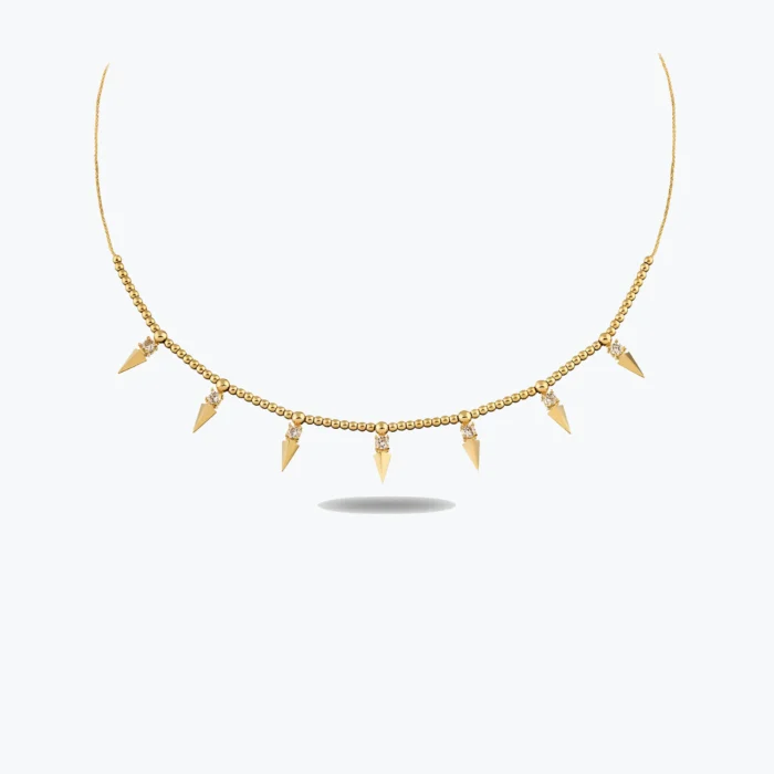 Dorika Top Zincirli 7'li Taşlı Mini Zambak Altın Choker 1 14 Ayar Altın, Sarı renk, 6.42 g özellikli Dorika Top Zincirli 7'li Taşlı Mini Zambak Altın Choker