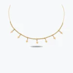 Dorika Top Zincirli Tektaşlı 7'li Kutup Yıldızı Choker Kolye – 14 Ayar Altın, Sarı renk, 5.79 g