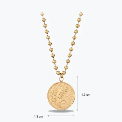 Altınkenti 19 14 Ayar Altın, Sarı renk, 8.06 g özellikli Sıra Top Zincirli Dövme Dokulu Başak Altın Choker kolye farklı açıdan görünümü