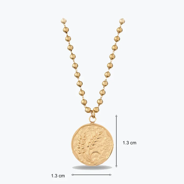 14 Ayar Altın, Sarı renk, 8.06 g özellikli Sıra Top Zincirli Dövme Dokulu Başak Altın Choker kolye farklı açıdan görünümü