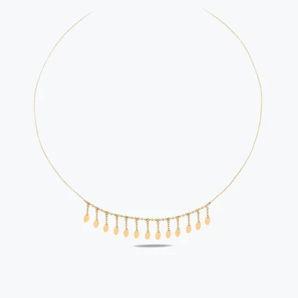 Top Zincir Detay Oval Pullu Shakira Kolye – 14 Ayar Altın, Sarı renk, 2.59 g
