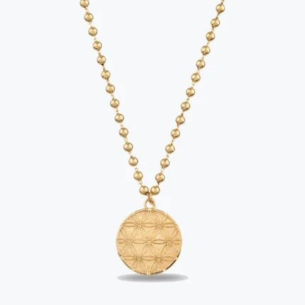 Altınkenti 16 Dorika Sıra Top Zincirli Yaşam Çiçeği Choker, 14 Ayar Altın, Sarı renk, 7.74 g
