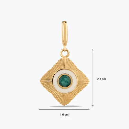 Yeşil Etnik Madalyon Charm farklı açıdan görünümü – 14 Ayar Altın, Sarı renk, 2.79 g