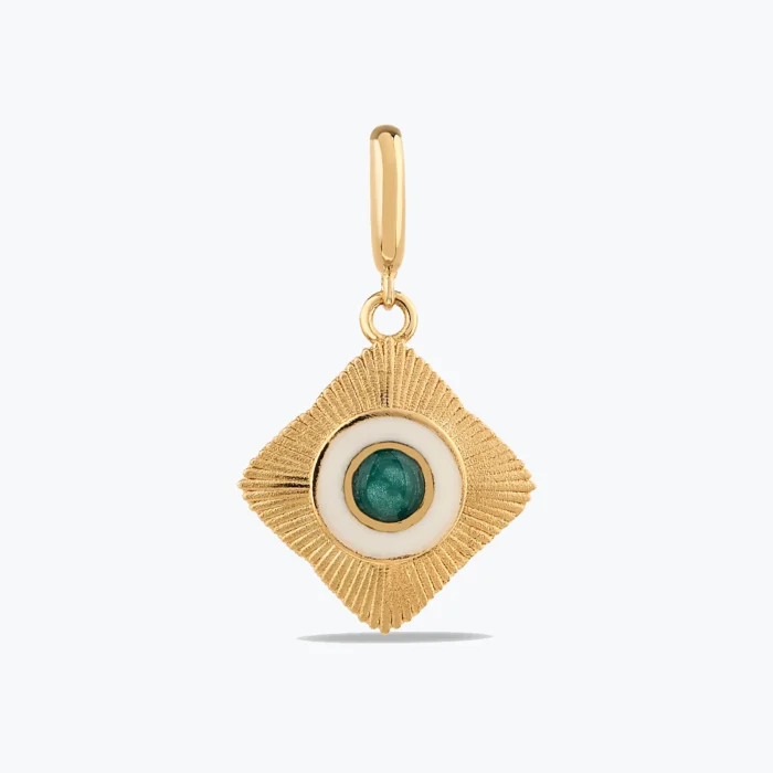 Yeşil Etnik Madalyon Charm 1 Yeşil Etnik Madalyon Charm, 14 Ayar Altın, Sarı renk, 2.79 g