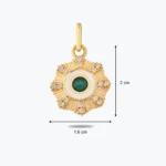Yeşil Taşlı Çiçek Madalyon Bileklik Charm 3 Yeşil Taşlı Çiçek Madalyon Bileklik Charm farklı açıdan görünümü – 14 Ayar Altın, Sarı renk, 1.11 g