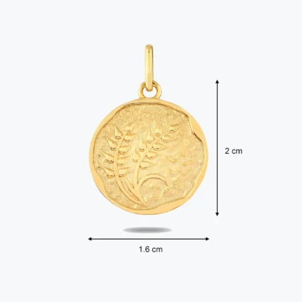 14 Ayar Altın, Sarı renk, 1.71 g özellikli Başak Figürlü Antik Dokulu Charm Madalyon detay görünümü
