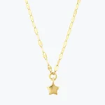 14 Ayar Altın, Sarı renk, 1.28 g özellikli Yıldızlı Ezme Forse Zincir Choker