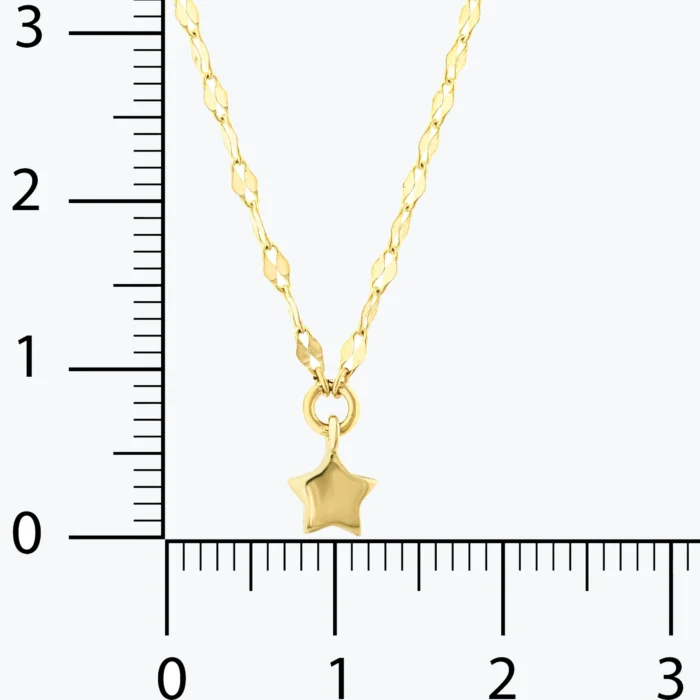14 Ayar Altın, Sarı renk, 1.28 g özellikli Yıldızlı Ezme Forse Zincir Choker galeri görünümü