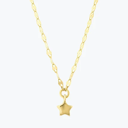 14 Ayar Altın, Sarı renk, 1.28 g özellikli Yıldızlı Ezme Forse Zincir Choker