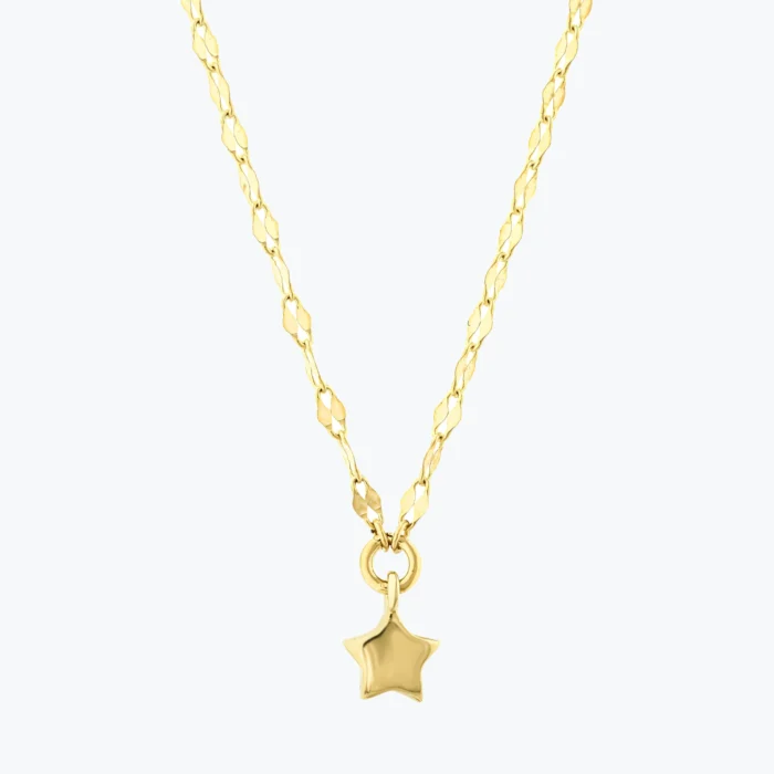 Yıldızlı Ezme Forse Zincir Choker 1 14 Ayar Altın, Sarı renk, 1.28 g özellikli Yıldızlı Ezme Forse Zincir Choker
