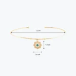 Yuvarlak Firuze Taşlı Çiçek Madalyon Uçlu Tel Choker 5 14 Ayar Altın, Sarı renk, 7.60 g özellikli Yuvarlak Firuze Taşlı Çiçek Madalyon Uçlu Tel Choker galeri görünümü