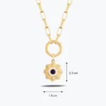 Yuvarlak Lacivert Taşlı Çiçek Madalyon Charm Kolye 5 Yuvarlak Lacivert Taşlı Çiçek Madalyon Charm Kolye, 14 Ayar Altın, Sarı renk, 7.63 g, galeri görünümü