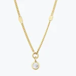 14 Ayar Altın, Sarı renk, 1.83 g özellikli Yuvarlak Taşlı Aynalı Zincir Choker