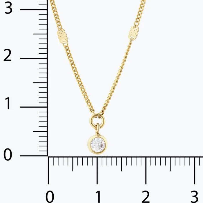 14 Ayar Altın, Sarı renk, 1.83 g özellikli Yuvarlak Taşlı Aynalı Zincir Choker tasarım detay görünümü