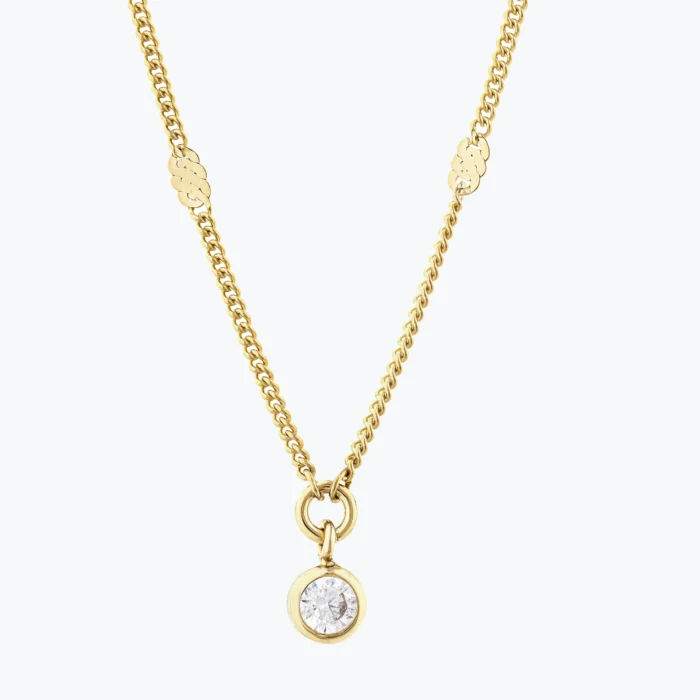 Yuvarlak Taşlı Aynalı Zincir Choker 1 14 Ayar Altın, Sarı renk, 1.83 g özellikli Yuvarlak Taşlı Aynalı Zincir Choker