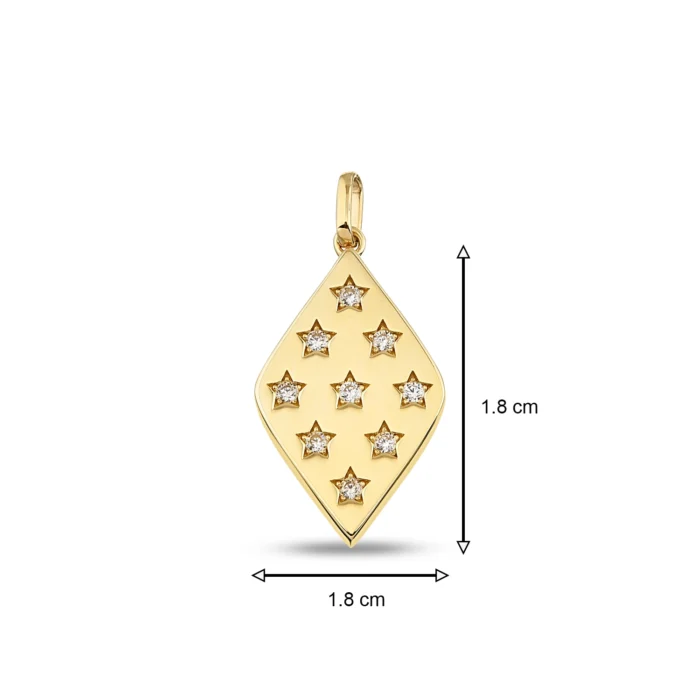 14 Ayar Sarı Altın Baklava Form Yıldızlar Charm
