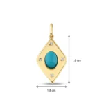 Altın Baklava Mavi Taşlı Charm 3 14 Ayar Sarı Altın Baklava Mavi Taşlı Charm