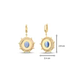 Altın Huge Mavi Oval Taş Detay Küpe 3 14 Ayar Sarı Altın Huge Mavi Oval Taş Detay Küpe
