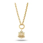 Altın Mavi Lotus Charm Kolye 2 14 Ayar Sarı Altın Mavi Lotus Charm Kolye