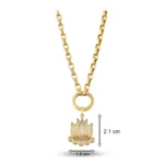 Altın Mavi Lotus Charm Kolye 5 14 Ayar Sarı Altın Mavi Lotus Charm Kolye
