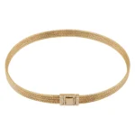 14 Ayar Sarı Altın Kalın İtalyan Hasır Örgü Zincirli Taşlı Kare Kilit Choker