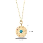 14 Ayar Sarı Altın Vintage Blue Sun Ataç Kolye