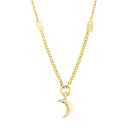14 Ayar Sarı Altın Aylı Aynalı Zincir Choker