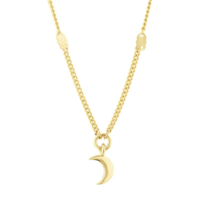 14 Ayar Sarı Altın Aylı Aynalı Zincir Choker