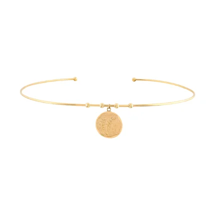 14 Ayar Sarı Altın Başak Damga Uçlu Tel Choker