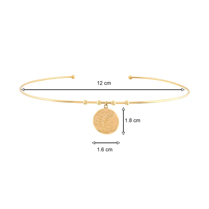 14 Ayar Sarı Altın Başak Damga Uçlu Tel Choker