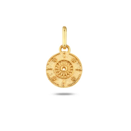 14 Ayar Sarı Altın Etnik Desen Bileklik Charm