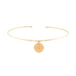 14 Ayar Sarı Altın Göz Damga Uçlu Tel Choker
