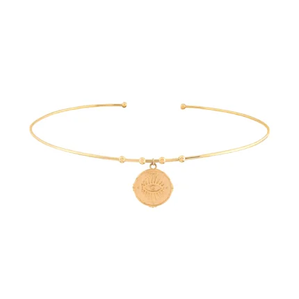 14 Ayar Sarı Altın Göz Damga Uçlu Tel Choker