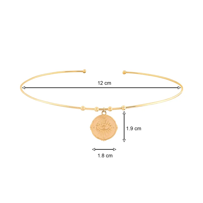 14 Ayar Sarı Altın Göz Damga Uçlu Tel Choker