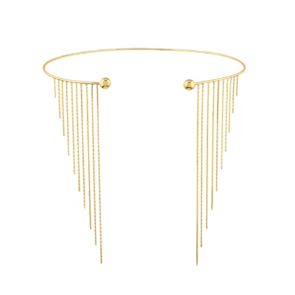 14 Ayar Sarı Altın Işıltılı Zincir Diva Choker