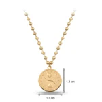 14 Ayar Sarı Altın Dorika Top Zincirli Dövme Dokulu Kalp Choker Kolye