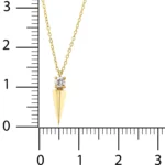 14 Ayar Sarı Altın Kare Taşlı Uzun Piramidik Kolye