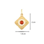 Kırmızı Taşlı Etnik Madalyon Kolye Charm 3 14 Ayar Sarı Altın Kırmızı Taşlı Etnik Madalyon Kolye Charm