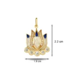 14 Ayar Sarı Altın Lacıvert Lotus Kolye Charm